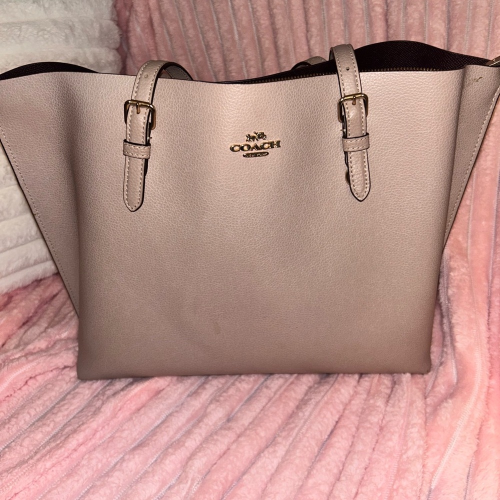 Coach 1671 Mollie Pebbled Leather Tote In Taupe